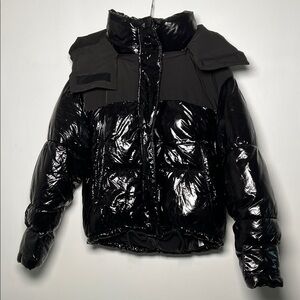 Zara Black Shiny Puffer Jacket